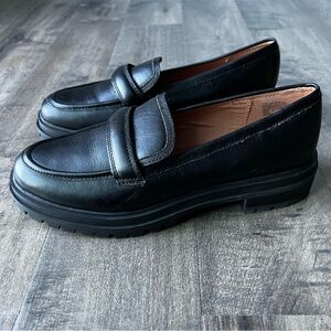 Madewell Womens Bradley Leather Black Loafers Lugsole Shoes Size 10